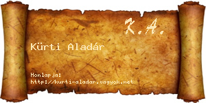 Kürti Aladár névjegykártya